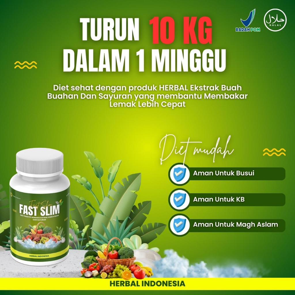 FAST SLIM Obat Diet Pelangsing Badan Penghancur lemak Pengecil Perut Buncit Pembakar dan susut lemak