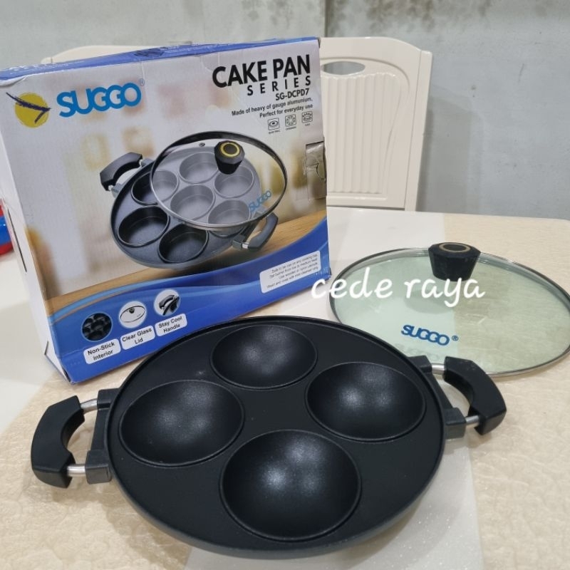 cetakan martabak mini / cake pan teflon suggo 4 lubang cekung round
