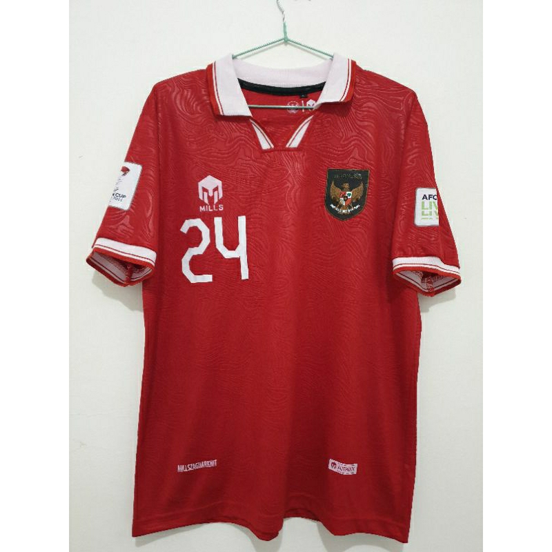 timnas 23/24 home, size L lokal,full patch, used, kain motif