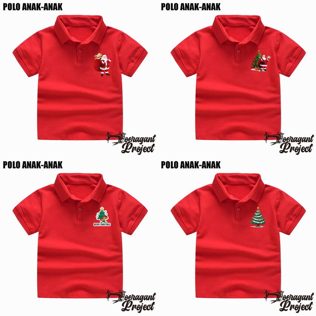Kaos Kerah Natalan Anak Cowok Cewek 2-10 Tahun / Kaos Kerah Wangky Natal Merry Christmas Anak Laki P