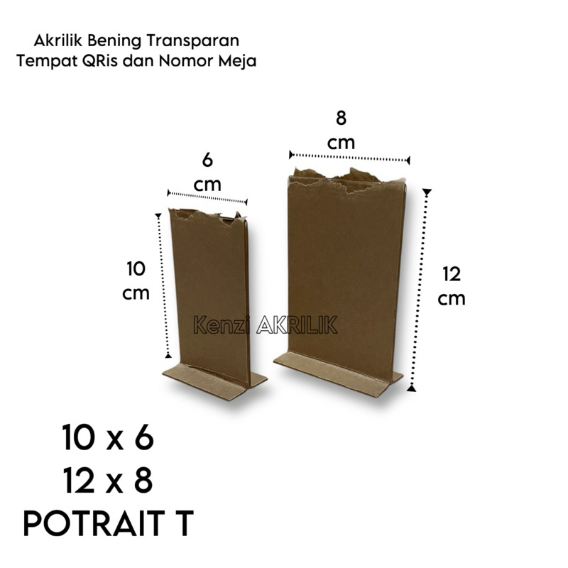 

Akrilik Bening Transparan Tempat Qris Nomor Meja 10 x 6, 12 x 8 Tebal 2mm POTRAIT T