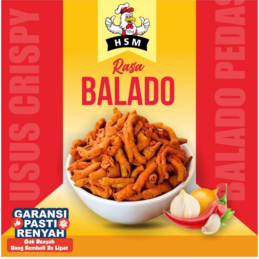 

KERIPIK USUS USUS CRISPY - HSM - KERIPIK USUS snack TERMURAH rasa BALADO 50 gram
