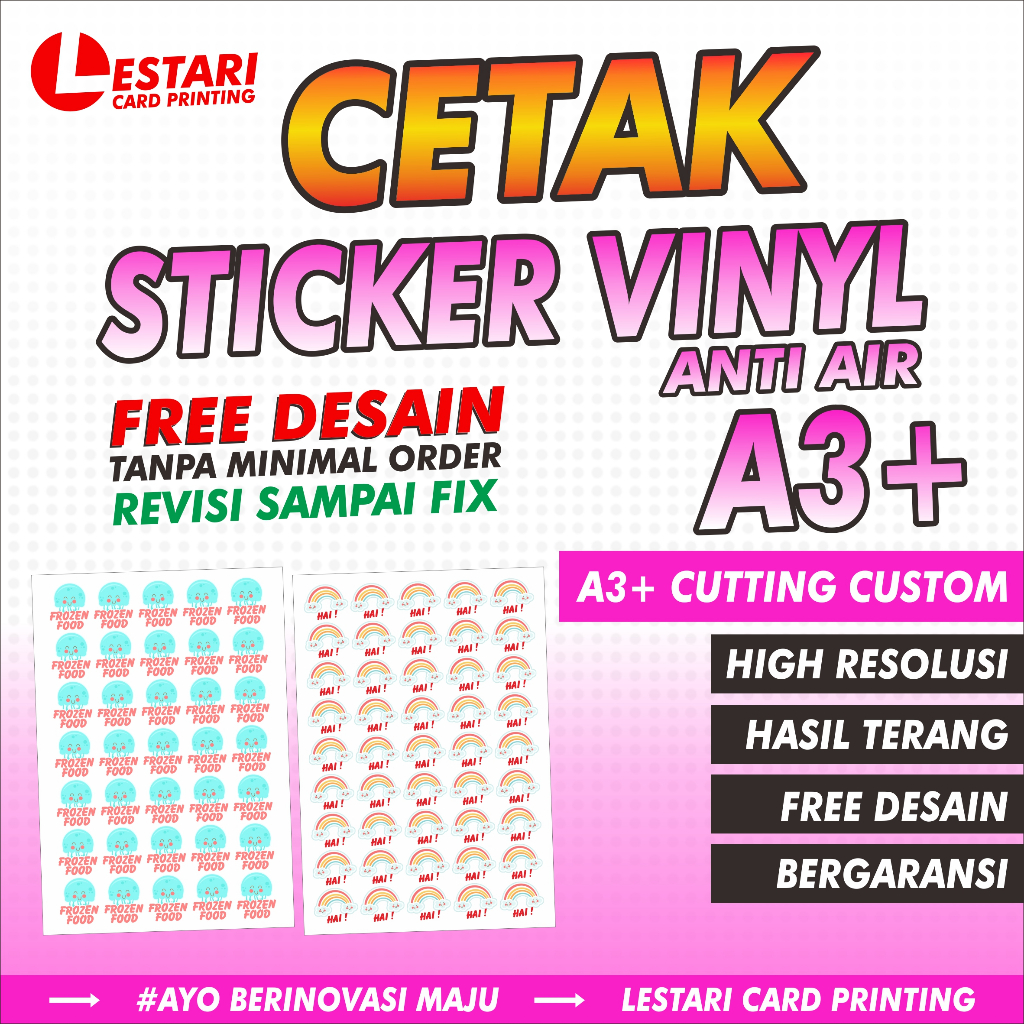 

CETAK STICKER - LABEL MAKANAN - CUSTOM - FREE DESAIN - BAHAN VINYL - ANTI AIR