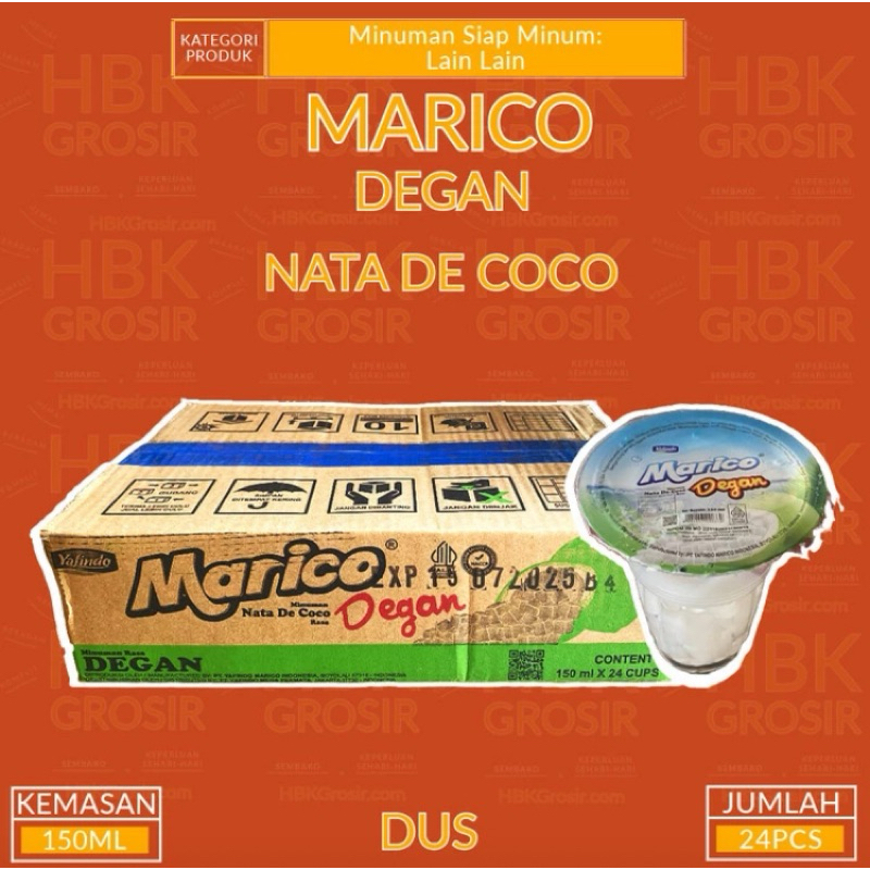 

Minuman Degan Dengan Nata De Coco Marico Kemasan Cup 150ML DUS ISI 24