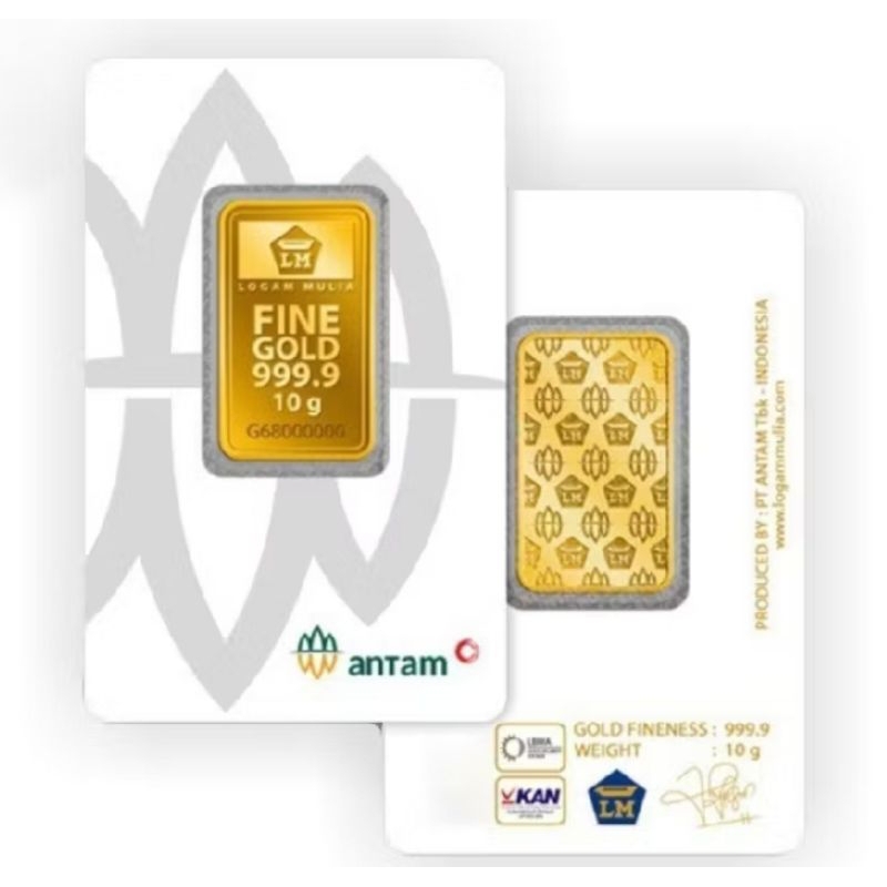 LM ANTM 10gr certieyed, emas batangan 24k
