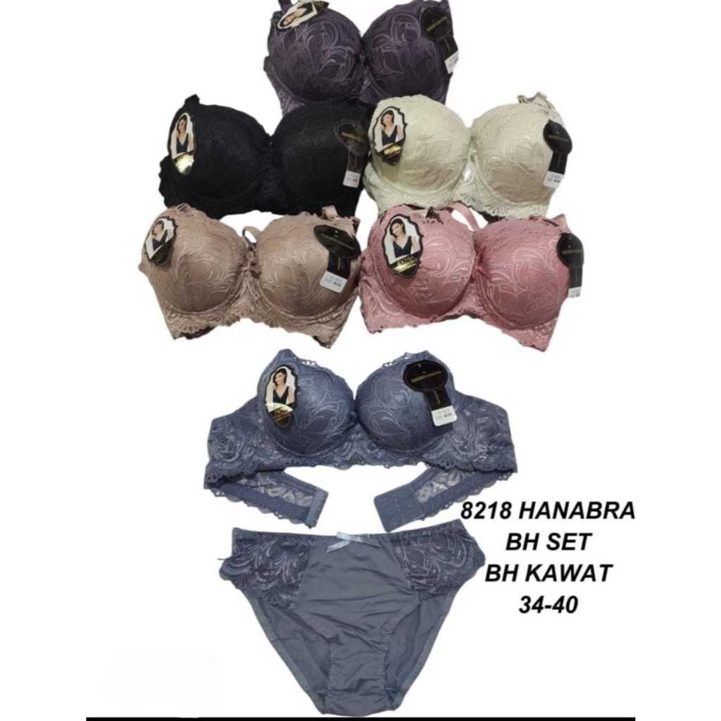 Bra Set BH kawat 8218 Hanabra BH Bra Busa Tebal Nyaman Digunakan-Hitam