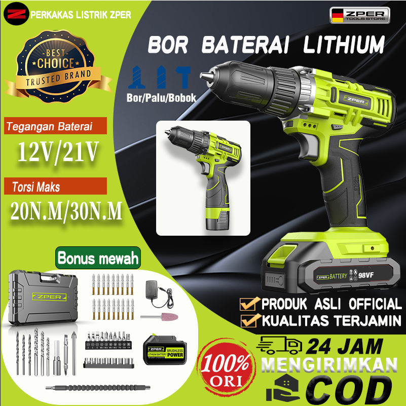 Prayer.Spray - Zper Mesin Bor Baterai 12V/21V Cordless Drill Murah Berkualitas Bor Listrik Tangan