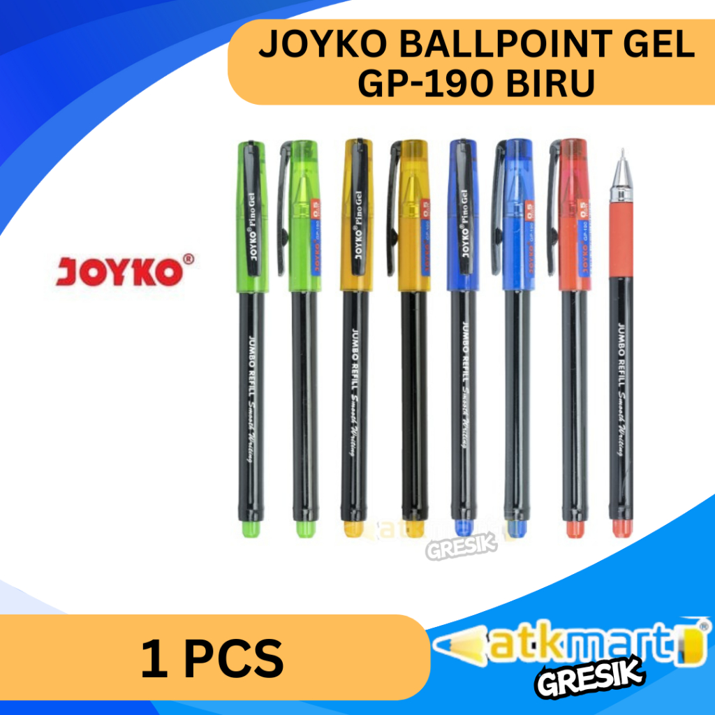 

JOYKO BALLPOINT GEL GP-190 BIRU / PULPEN SEKOLAH GEL WARNA BIRU MURAH 0.5 MM