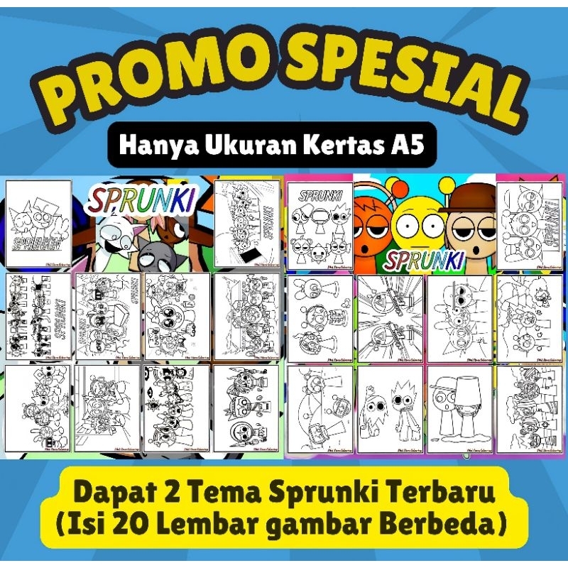 

PROMO SPRUNKI DAPAT 2 TEMA / Kertas Gambar Mewarnai TEMA SPRUNKI V2 & SPRUNKI V4 (20 Lembar) Kertas Tebal 160gsm
