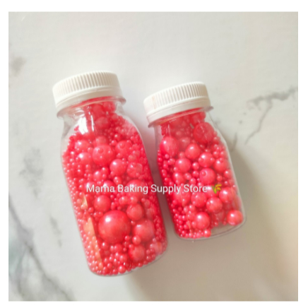 

Edible Sprinkle MIX PEARL RED Mutiara Merah Topping Decor -+100g