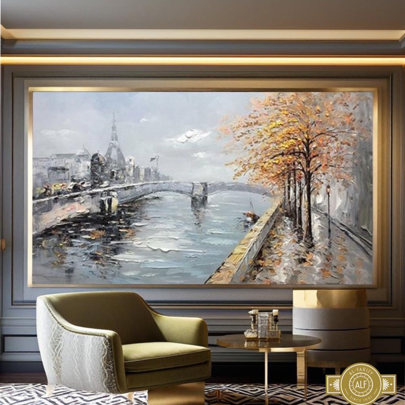 Lukisan Pemandangan Sungai Eropa Hiasan Dinding Dekorasi Dinding Lukisan Dinding Aesthetic