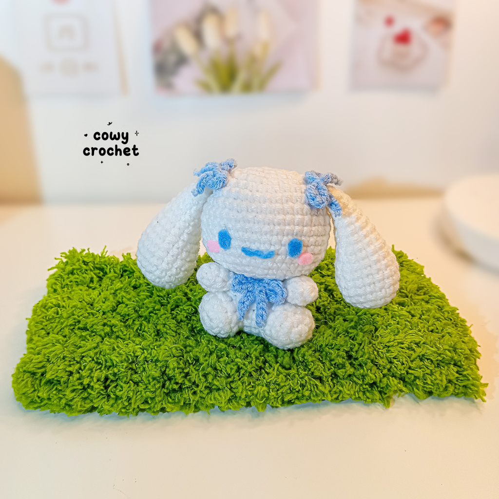 COWY CROCHET - Amigurumi Cinnamoroll Keychain Kecil, Bisa Custom Besar/Jumbo Boneka Rajut Sanrio Ser