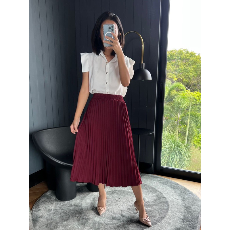 GLITTEN THE LABEL -  ROK plisket MIDI/ Rok plisket 7/8 tanggung / rok plisket premium / Pleats Skirt