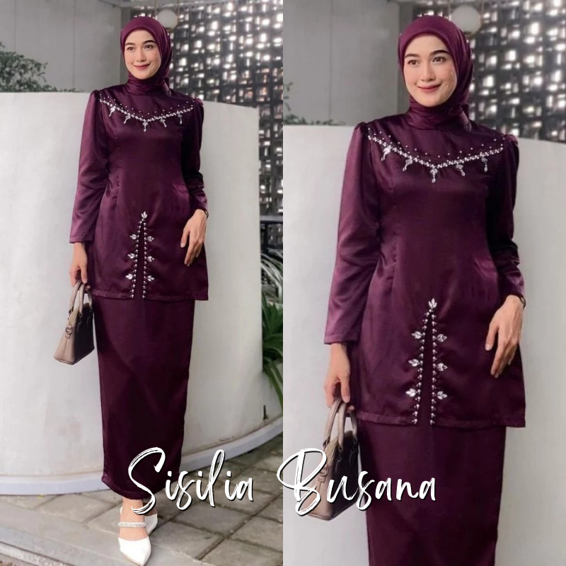 (READY JUMBO) Oneset FAYRA Baju Kurung Melayu Dress Wanita Baju Kondangan Kekinian Full Payet Baju P