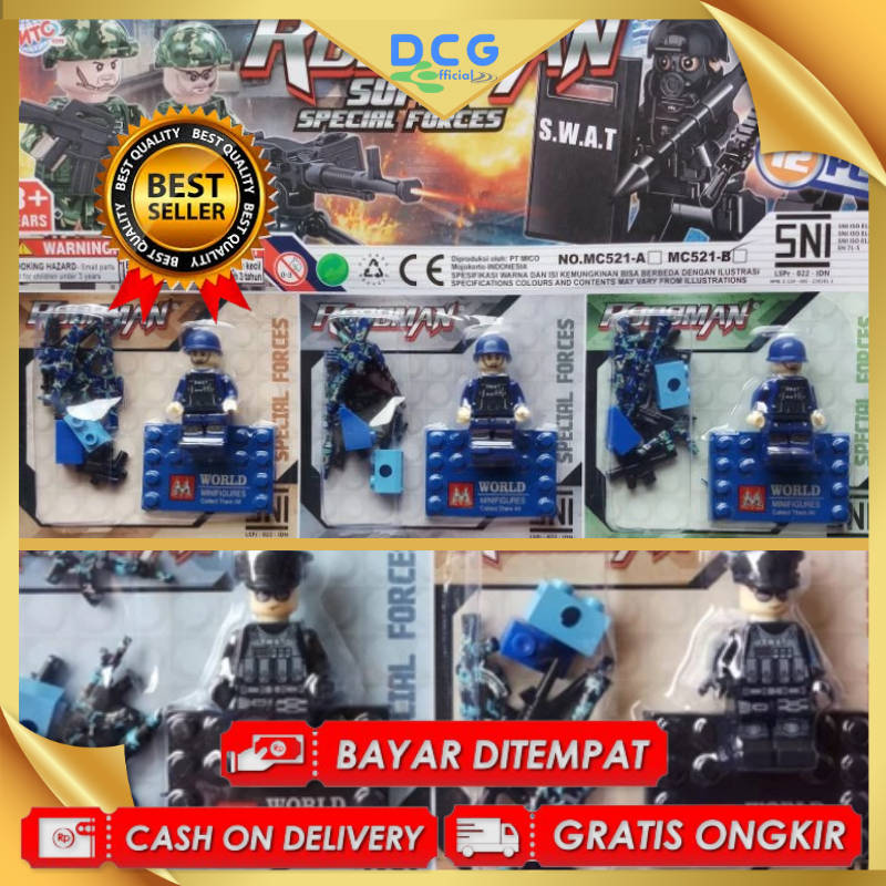 roboman tentara SWAT biru army 1 pcs mainan brick