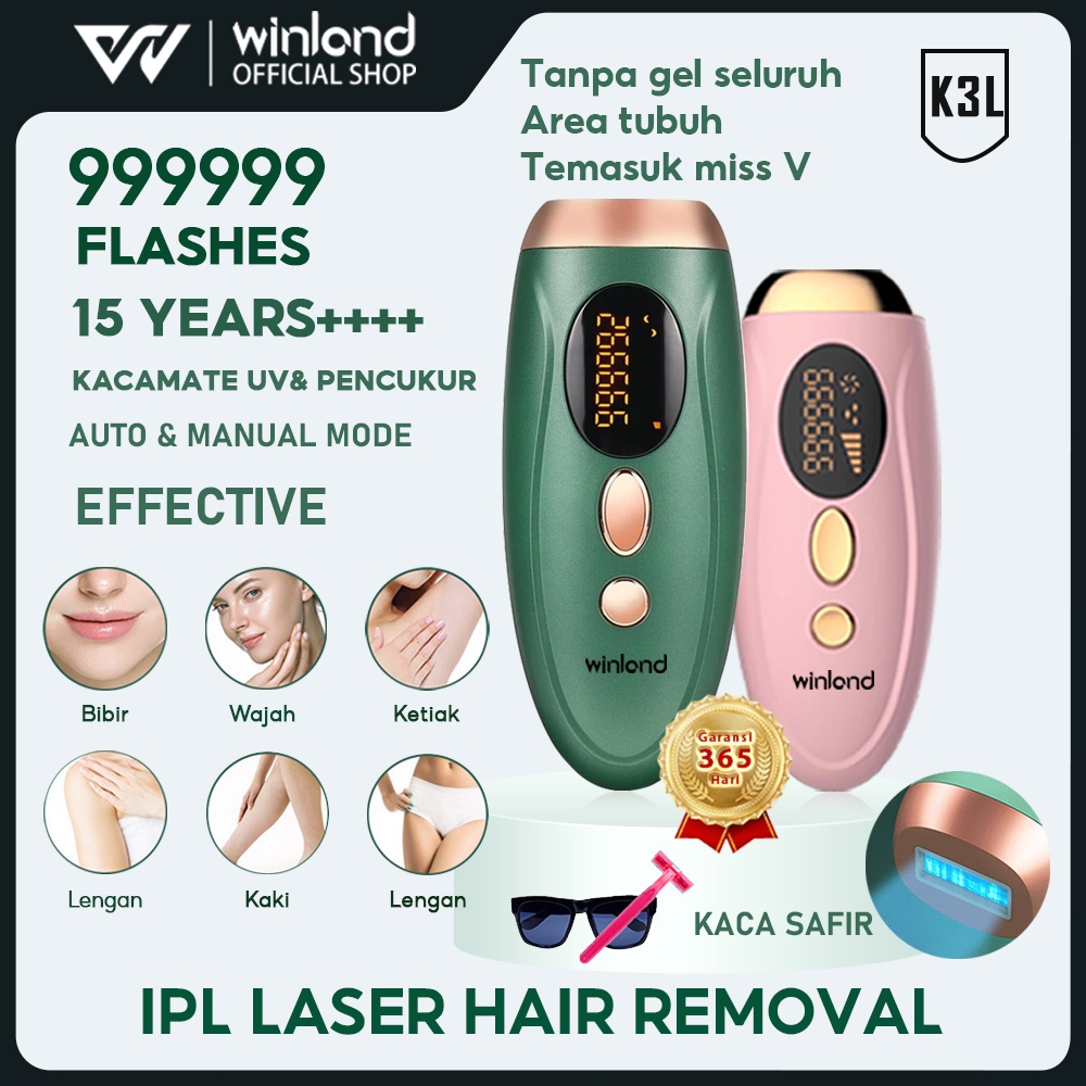 Winland IPL laser Hair Removal Permanent Perontok IPL laser Penghilang Bulu Sakit 999999 Flash