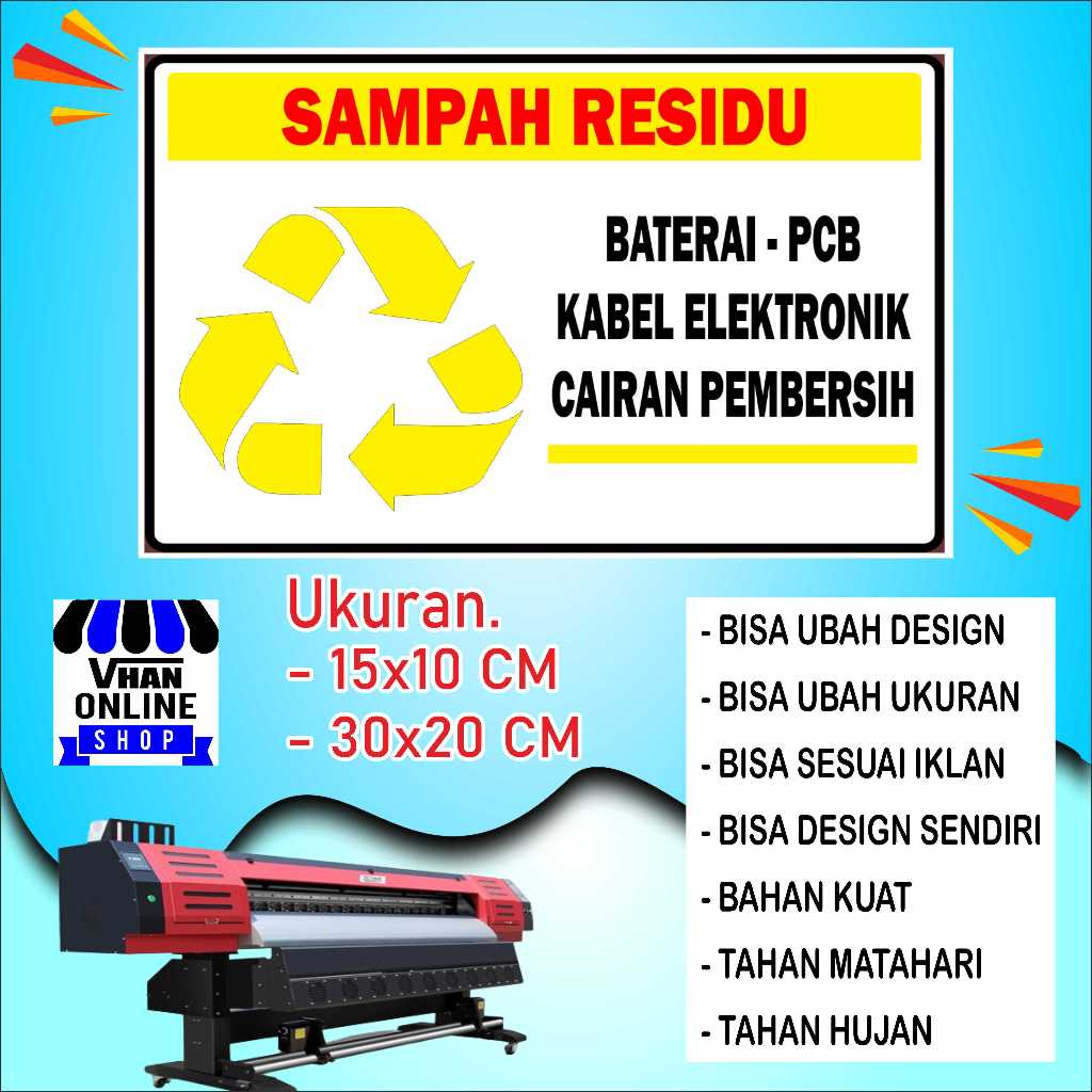 

Cetak Stiker Untuk Sampah Residu Bahan Glosy Kuning
