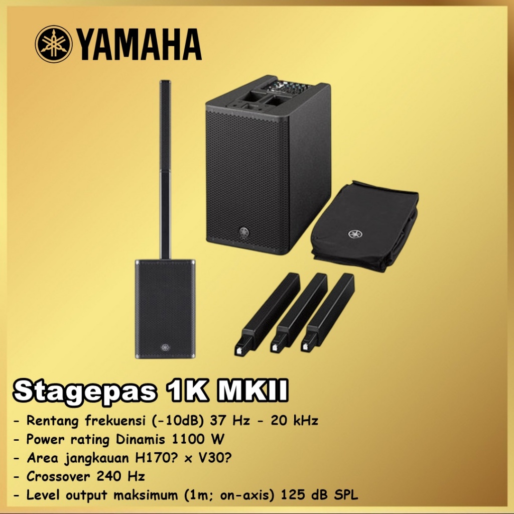Yamaha Stagepas 1K MKII MK2 1KMKII 1KMK2 Sistem PA Portabel Powered Subwoofer w/ Speaker Line Array