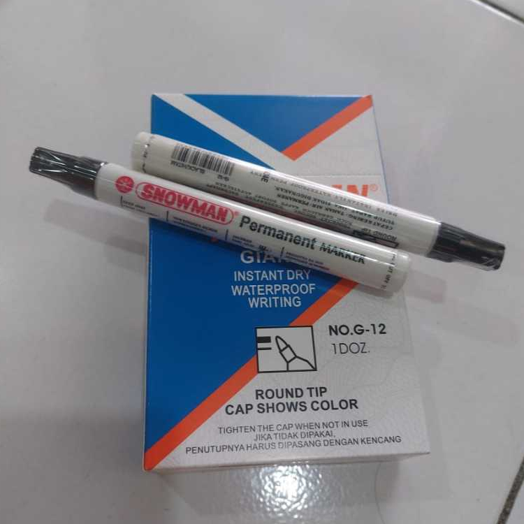 

D3W! Spidol Snowman PERMANENT G-12 warna Hitam isi 12pcs (1lusin)