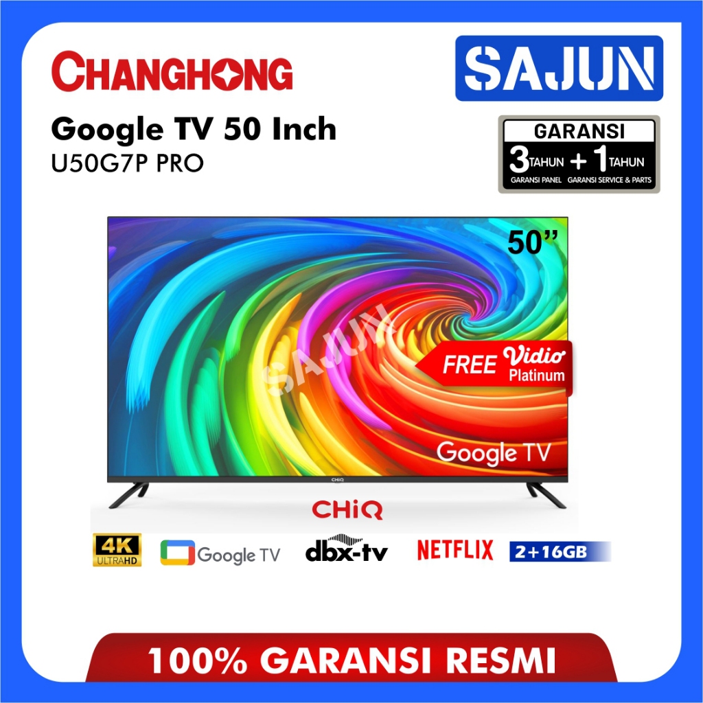 Changhong 【Google TV】CHiQ 50 Inch Smart TV 4K UHD HDR10+ ( U50G7P PRO )