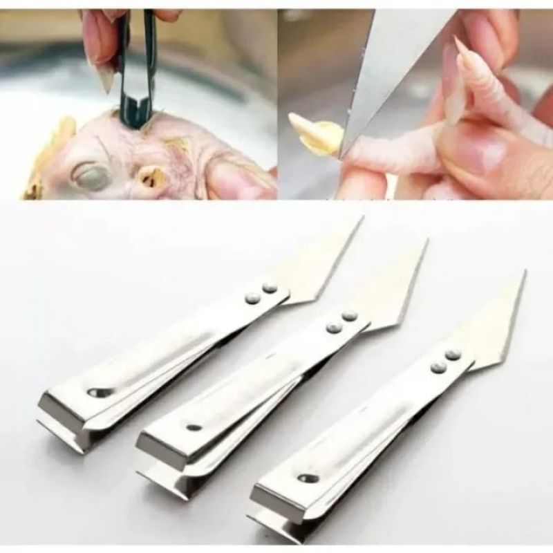 ALAT PENCABUT BULU AYAM 2IN1 STAINLESS / PINSET PENCABUT BULU AYAM TULANG IKAN / PISAU DAPUR PEMBERS