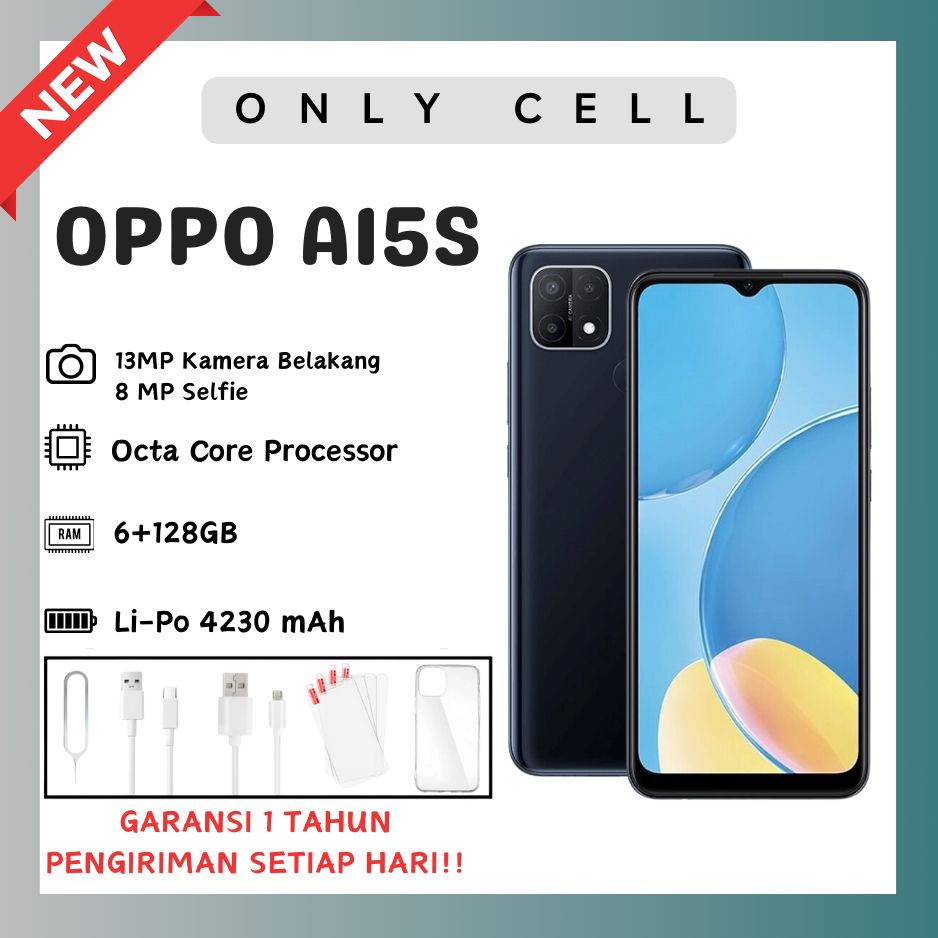 HP OPPO A15S RAM 6/128GB FULLSET BERGARANSI 1TAHUN TERMURAH BERKUALITAS BISA COD GRATIS ONGKIR