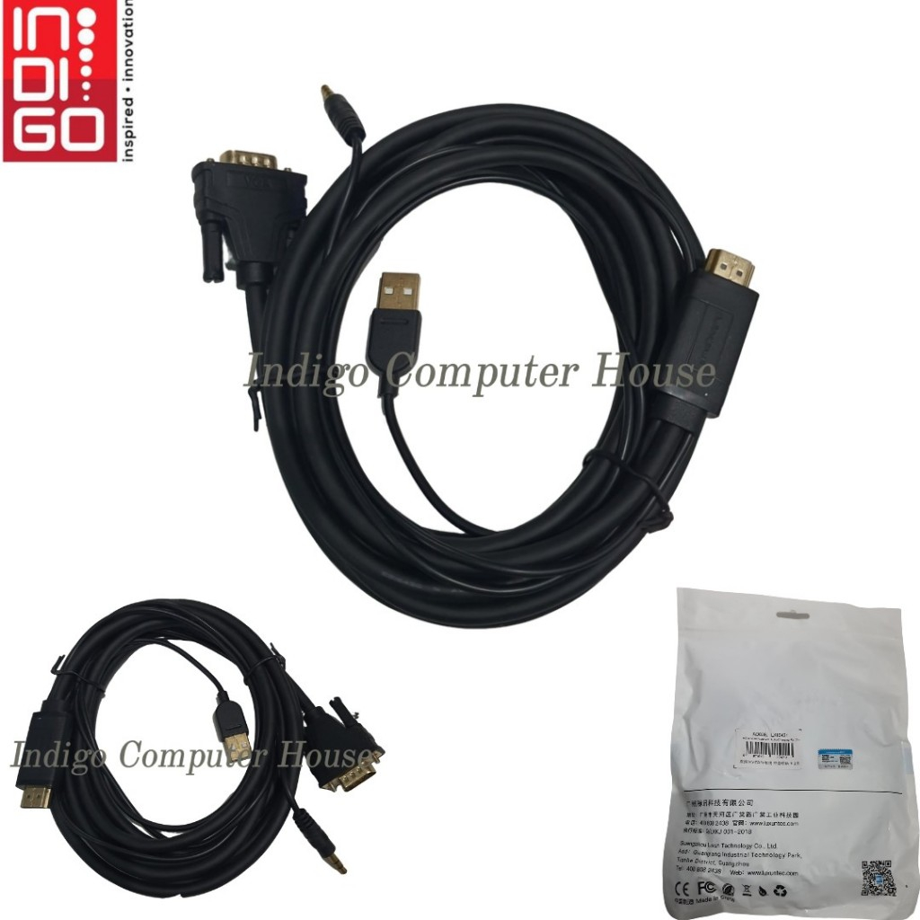 MINDPURE AD038 (HDMI TO VGA + AUDIO CABLE 3M) / Mindpure Converter HDMI TO VGA WITH AUDIO