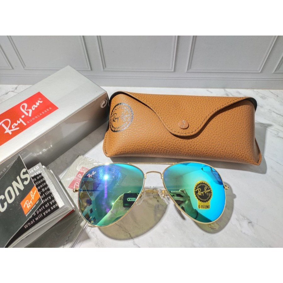 KACAMATA RAYBAN AVIATOR BLUE MIROR LENS KACA SIZE 62 ORIGINAL