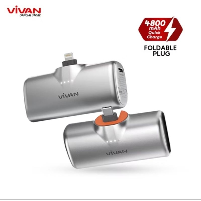 VIVAN MINI POWERBANK VPB-A05C / VPB-A05L 4800mAh REAL KAPASITAS ORIGINAL GARANSI RESMI 1 TAHUN