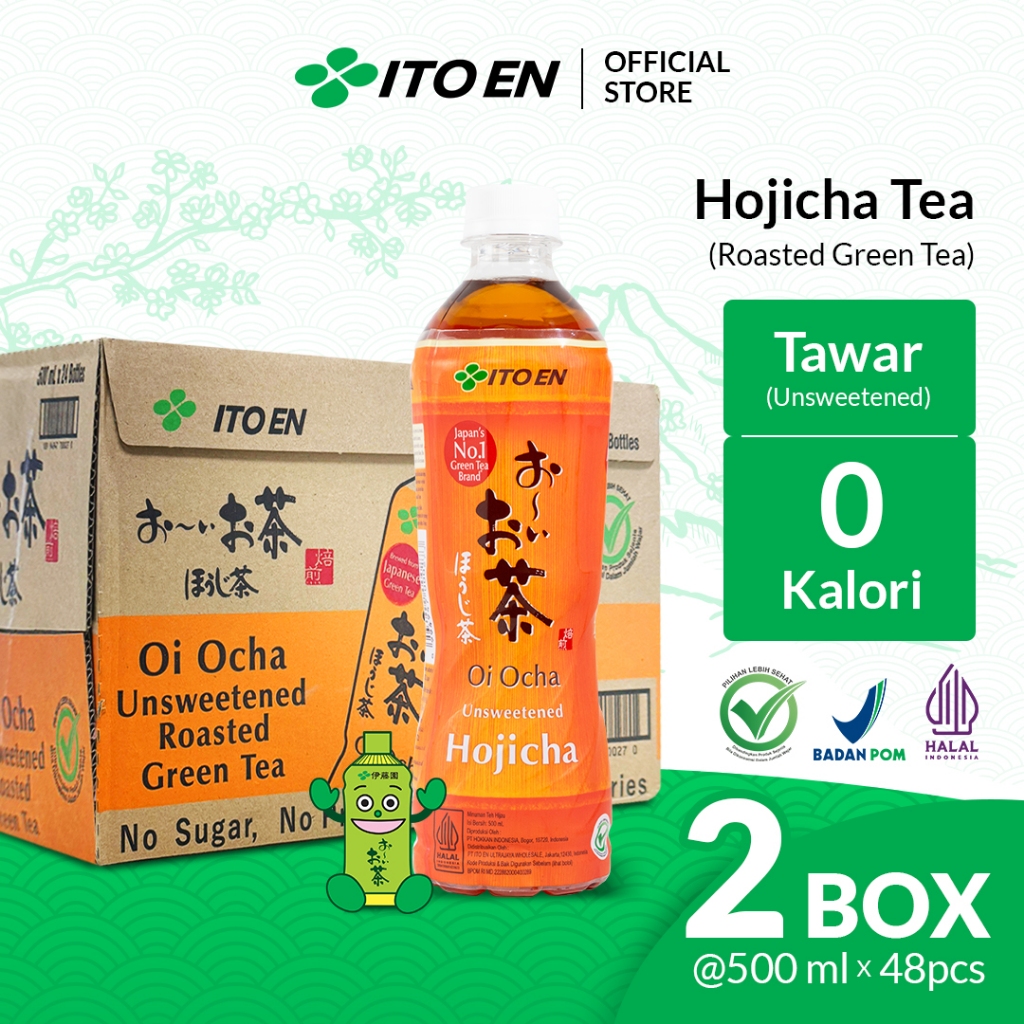 

2 Box ITO EN Hojicha Roasted Green Tea No Sugar 500ml isi 48 pcs