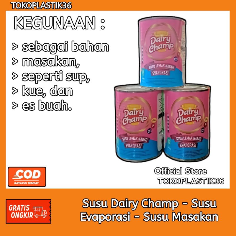 

TokoPlastik36 - Susu Dairy champ - Susu Evaporasi - Susu Masakan - Berat ,390 gr - Pembelian / Pcs