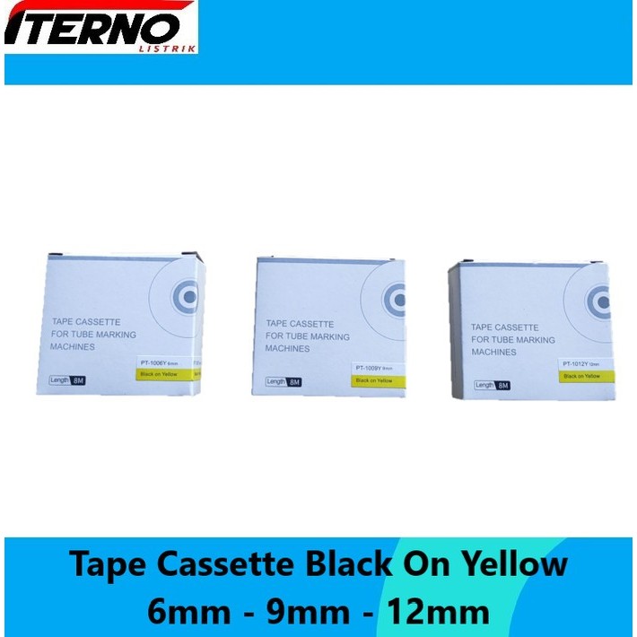 Puty Label Tape Cassette 9mm PT-1009Y Black On Yellow untuk PT1010
