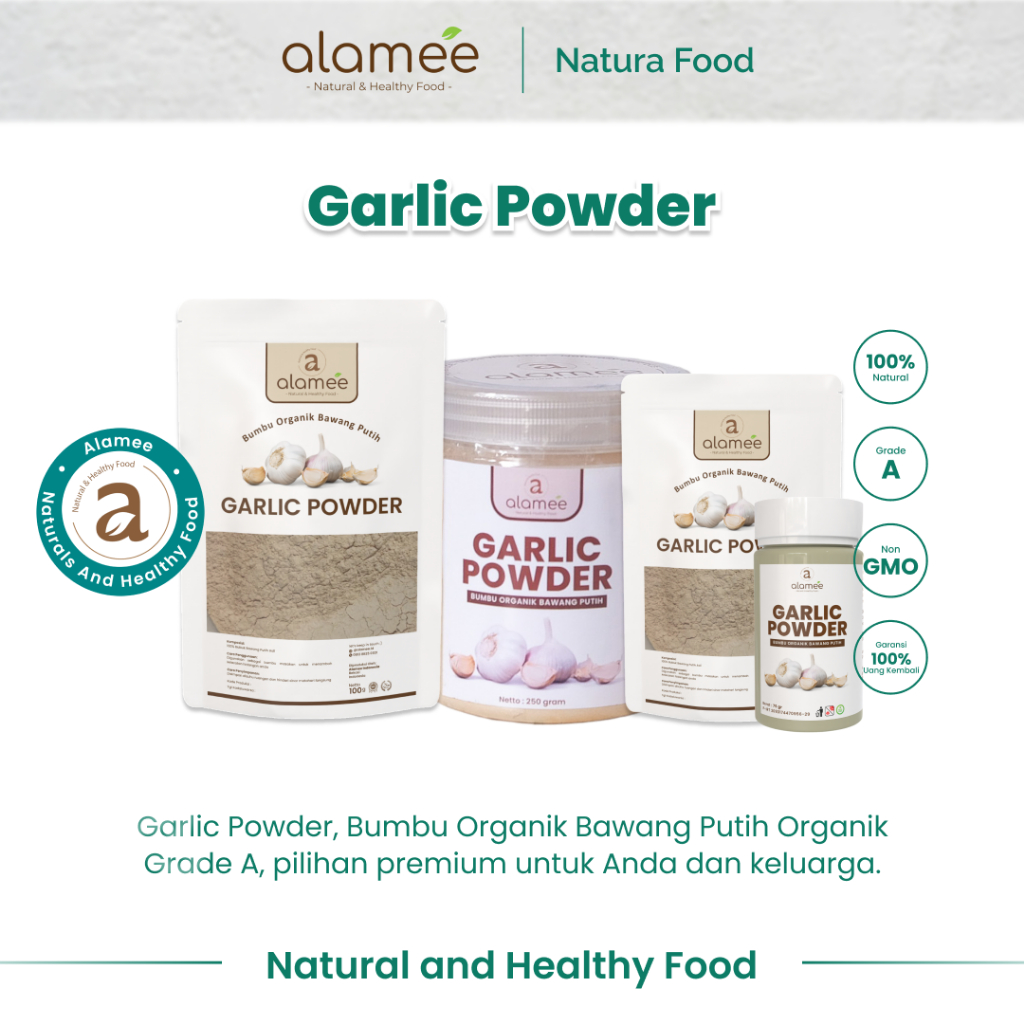 

ALAMEE Bawang Putih Bubuk Ground Garlic Powder Bumbu Dapur Organik Instan Murni Asli Seasoning