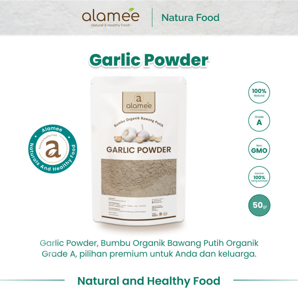 

ALAMEE Bubuk Bawang Putih Ground Garlic Powder Bumbu Dapur Organik Instan Murni Seasoning 50 Gram