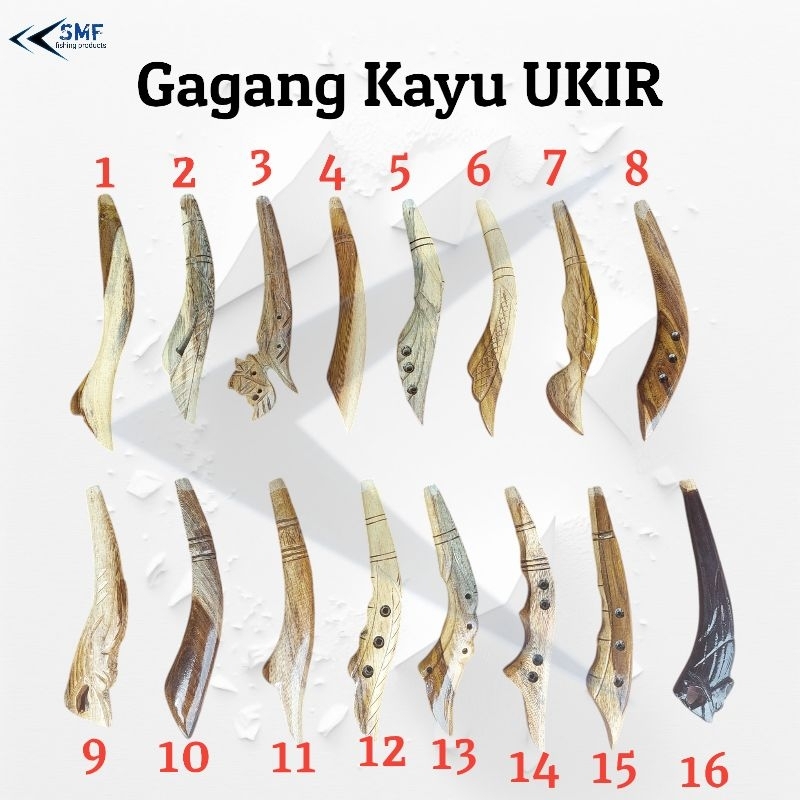 Gagang kayu / pahul kayu ukir untuk joran timbang