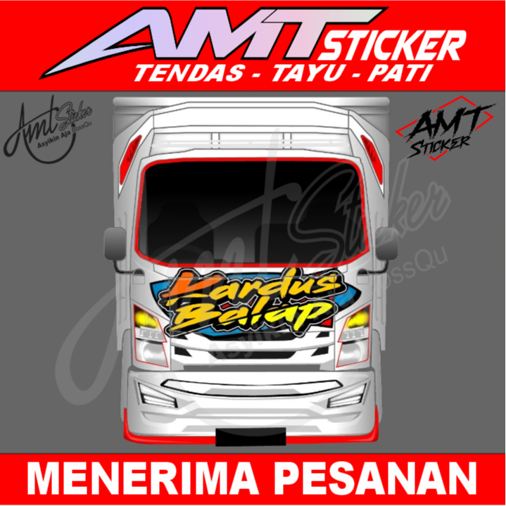 Stiker Kabin Depan Truk Giga - Kardus Balap - Bisa Request