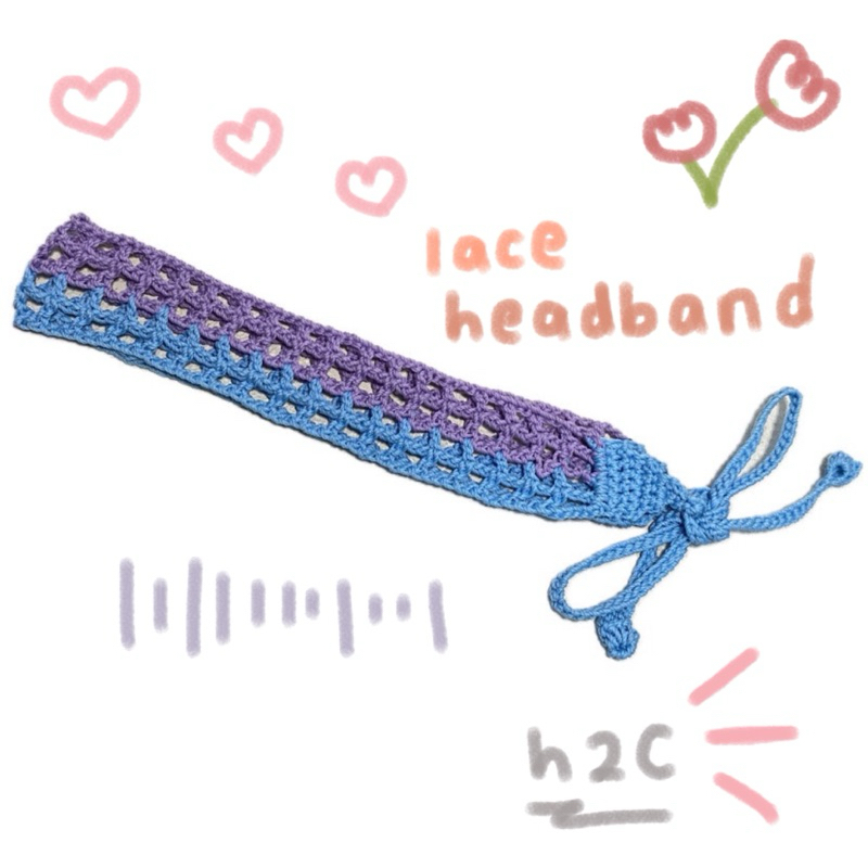 heart2cloud - crochet mesh headband / bando rajut jaring lucu handmade