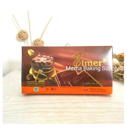 

ELMER DARK Chocolate Compound Dark Cokelat Kompon Hitam ELMER 250 gr REPCK