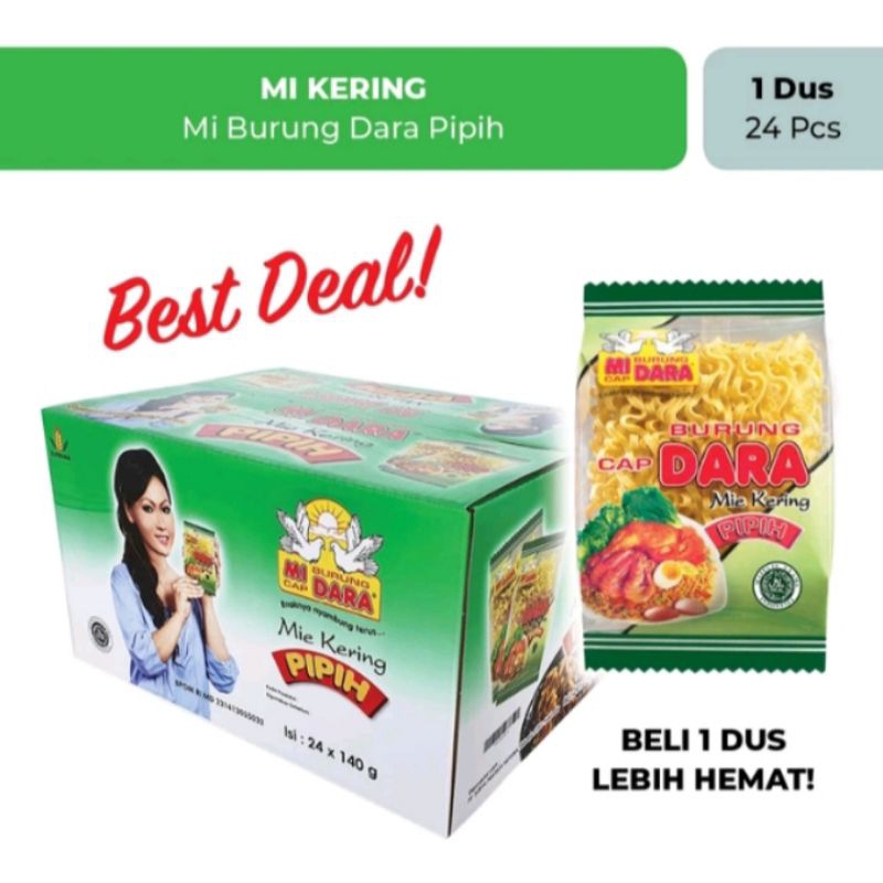 

mie kering burung dara pipih 1 karton isi 24 pics