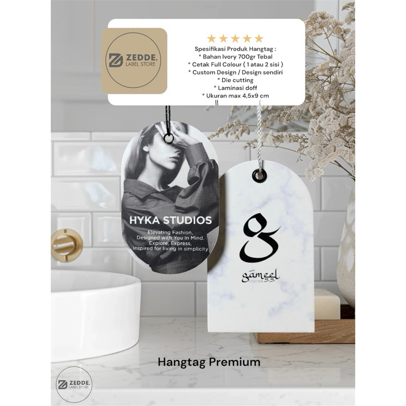 

( 6000pcs Hangtag Premium 700gsm FREE DESIGN ) Hangtag Custom Baju Hijab Tebal Premium 700gr