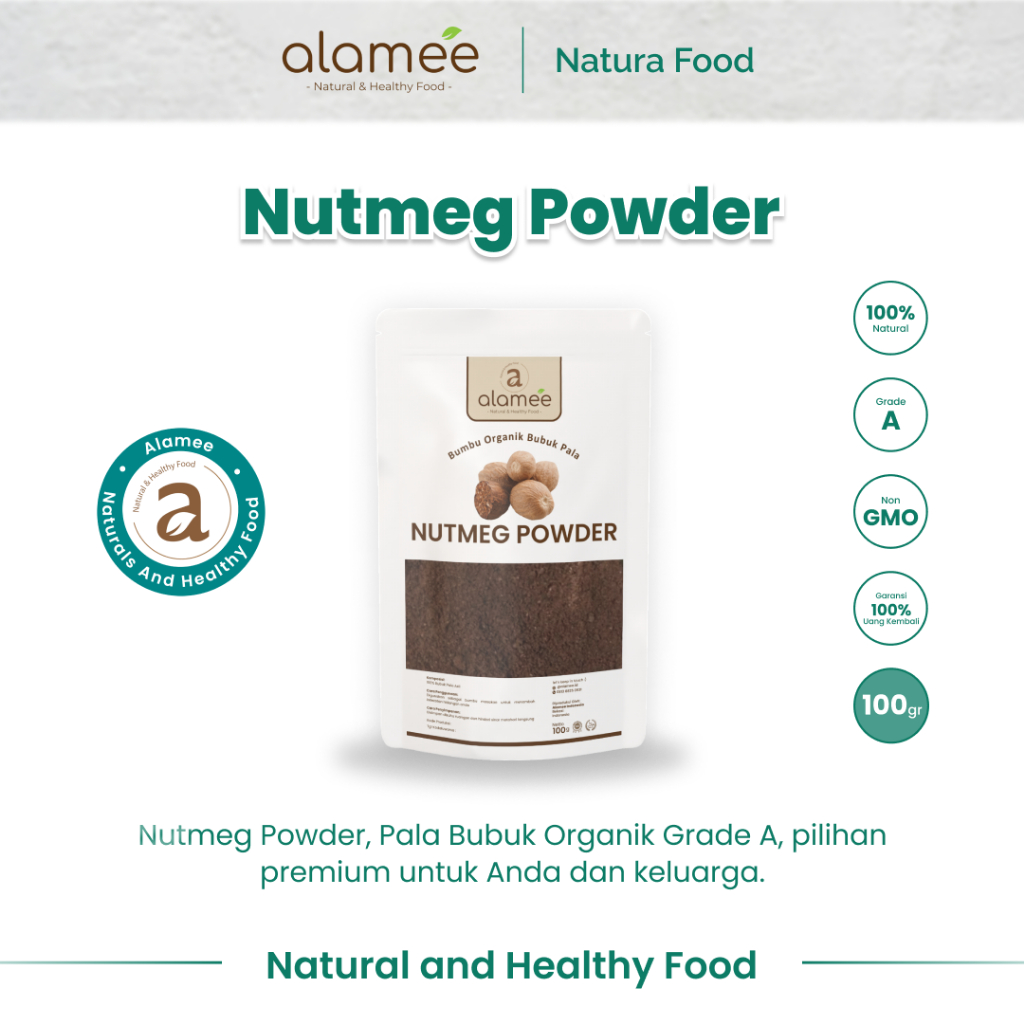 

ALAMEE Bubuk Pala Bumbu Dapur Nutmeg Powder Rempah Murni Asli Seasoning Organik 100 Gram