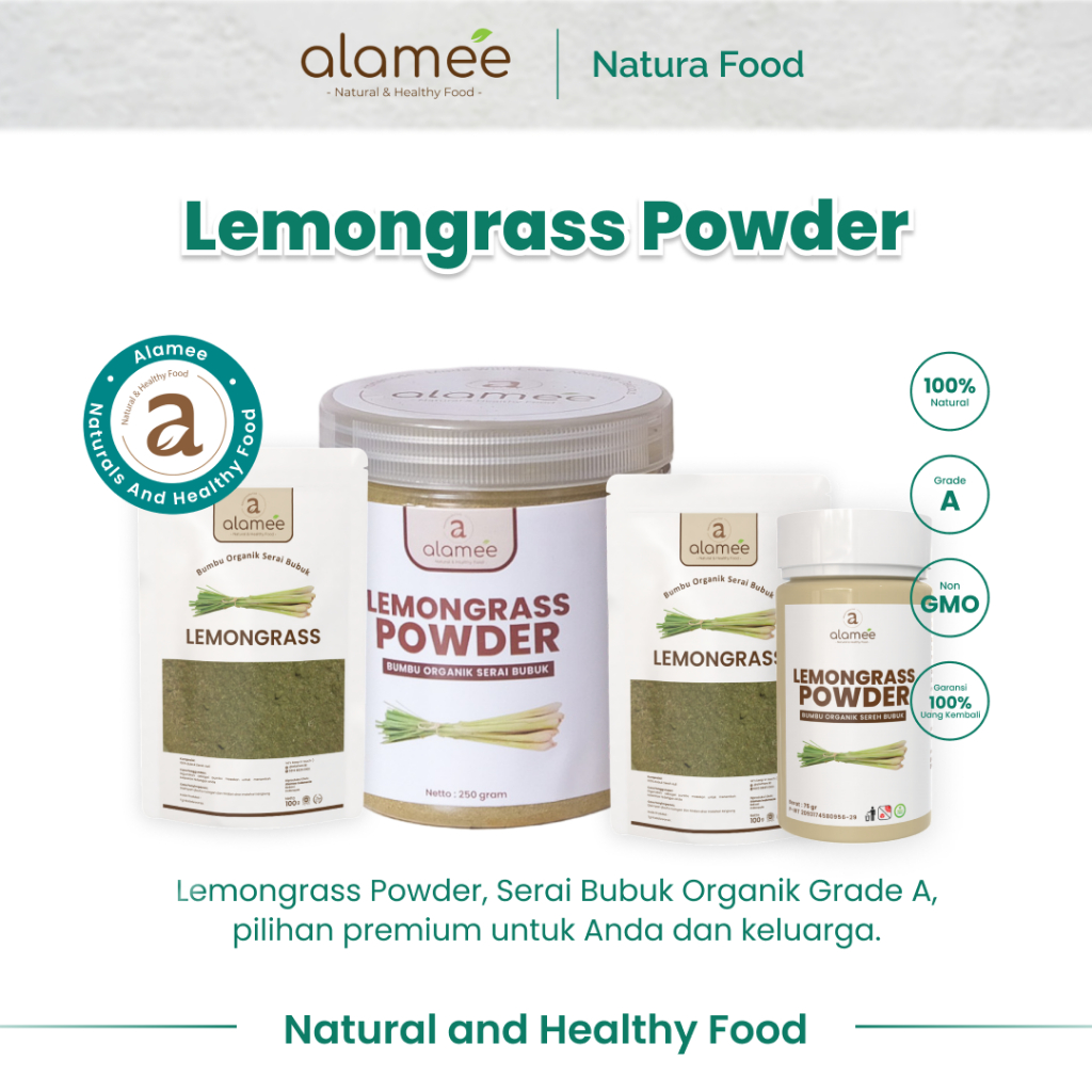 

ALAMEE Sereh Bubuk Lemongrass Powder Bumbu Dapur Organik Serai Murni Asli Seasoning