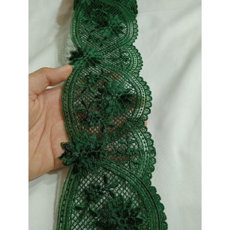 RENDA BORDIR KERANCANG MOTIF BUNGA SEROJA LEBAR 10CM/RENDA BORDIR LIST PINGGIRAN SERBAGUNA