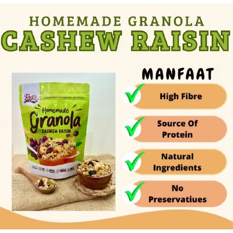 

Ros's Recipe Granola Cashew Raisin 150grm & 300grm