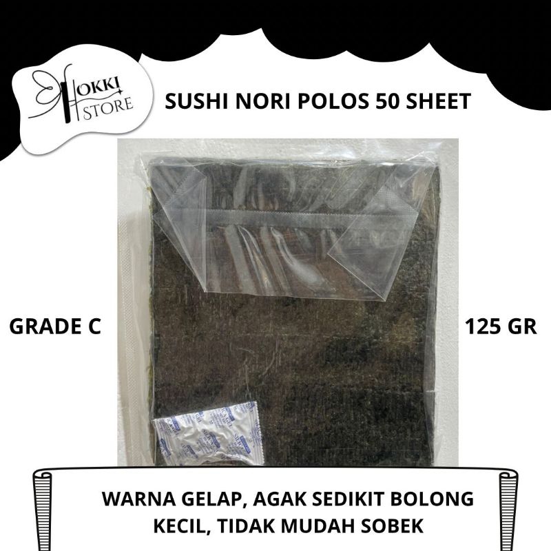 

( NORI TERMURAH ) SUSHI NORI 50 SHEET POLOS GRADE C | SUSHI NORI HALAL | KEMASAN POLOS