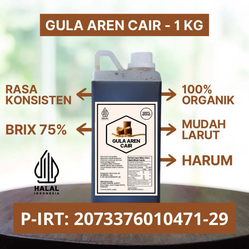 

SLOWLI - GULA AREN CAIR (1KG) 100% Organik