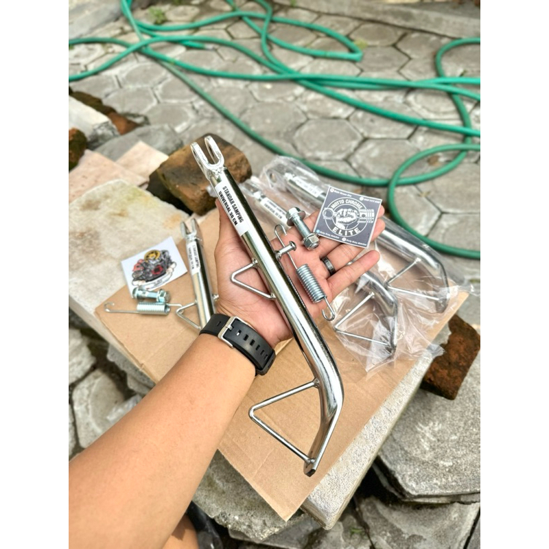 CROME KROM JAGRAK JAGANG STANDAR SAMPING UNIVERSAL SEMUA MOTOR PANJANG 30cm SET PER DAN BAUT MUR