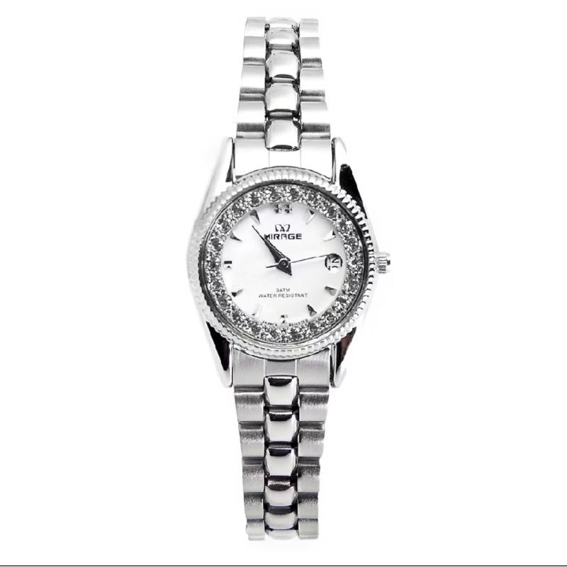 ✅JAM TANGAN WANITA MIRAGE PERMATA ORIGINAL SILVER TAHAN AIR 3ATM