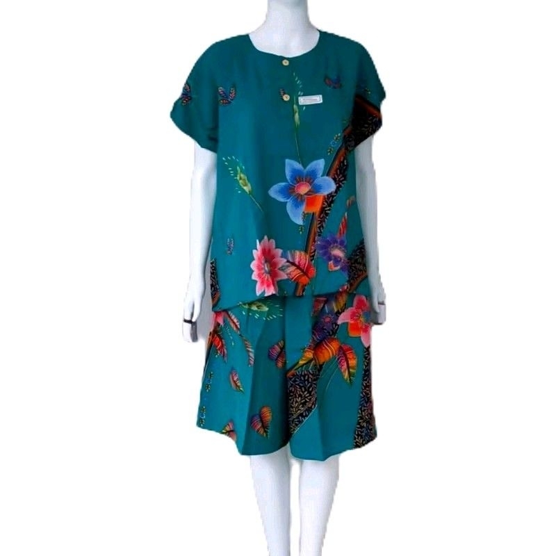 COD MX 75 JUB MOTIF TERBARU SETELAN CELANA KULOT BUSUI ASLI KENCANA UNGU LABEL BIRU LD 120 CM / PIYA