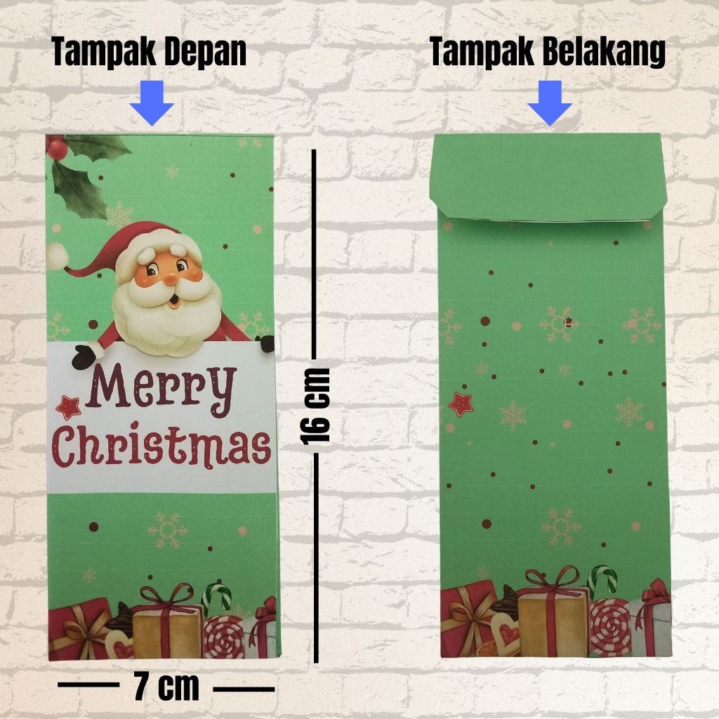 

Amplop Natal (panjang ) ukuran 16x08 cm